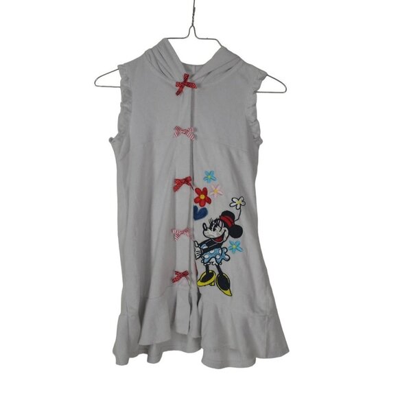 Disney Store Minnie Mouse swim robe Hooded Terry Cloth Bow  Size 10 Button up De - Picture 1 of 4